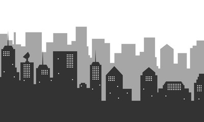 Naklejka premium Silhouette background with city buildings many mall