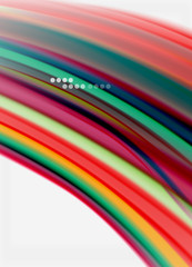 Wave lines abstract background, smooth silk design with rainbow style colors. Liquid fluid color waves. Vector Illustration