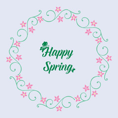 Obraz na płótnie Canvas Cute shape of leaf and flower frame, for happy spring poster template design. Vector