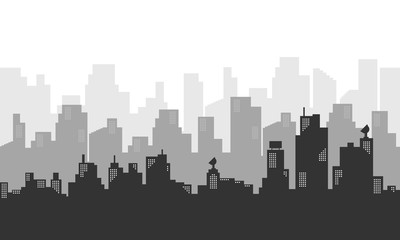 Silhouette background with city buildings many apartment