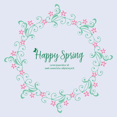 Unique crowd of leaf and flower frame, for happy spring greeting card design. Vector