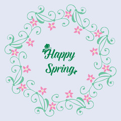 Fototapeta na wymiar Template design for happy spring invitation card, with leaf and floral vintage frame. Vector