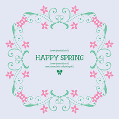 Happy spring Greeting card design, with leaf and flower simple frame. Vector