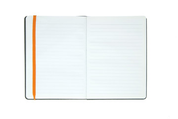 blank page of note book with elastic band  isolate on white background