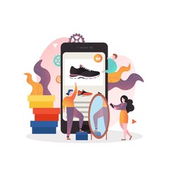 Sneakers mobile app vector concept for web banner, website page