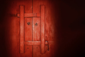 Red wood Chinese doors background.