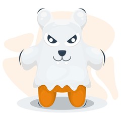 CUTE BEAR WITH GHOST COSTUME CARTOON VECTOR