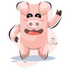CUTE PIG MASCOT CARTOON DESIGN VECTOR