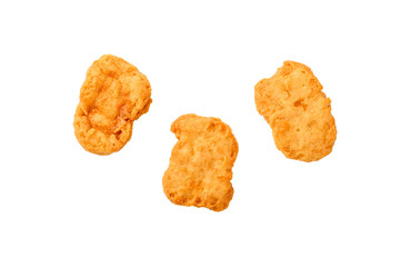 Top view Nuggets chicken isolated on white background.