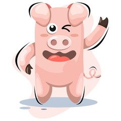 CUTE PIG MASCOT CARTOON DESIGN VECTOR