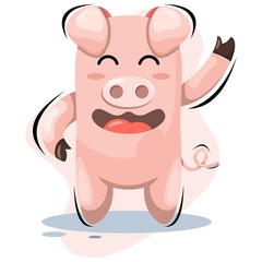 CUTE PIG MASCOT CARTOON DESIGN VECTOR