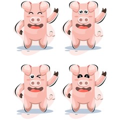 CUTE PIG MASCOT CARTOON DESIGN VECTOR