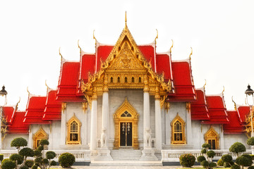 Fototapeta premium Wat Benchamabophit temple in Bangkok Thailand on White Background