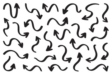 Hand drawn arrow vector icons set. sketch arrow design for business plan and education.