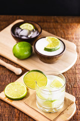 Caipirinha is a Brazilian alcoholic drink, or a cocktail of São Paulo origin, made with cachaça, lemon, sugar and ice. Variations include caipiroska - with vodka instead of cachaça - and caipiríssima.