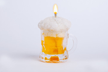 sparkling beer shaped birthday candle