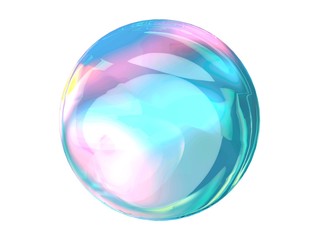 3d pink blue ball crystal gradient colors isolated on white background. Abstract bubble glossy pastel 3d geometric shape object illustration render. 