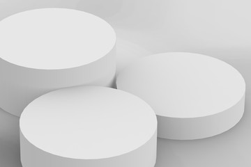 3d gray white cylinder podium minimal studio background. Abstract 3d geometric shape object illustration render.