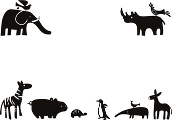 silhouettes of zoo animals