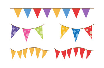 Fototapeta premium Colorful Bunting for a party on white background.
