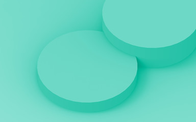 3d green bright cylinder podium minimal studio background. Abstract 3d geometric shape object illustration render. Display for food natural product.