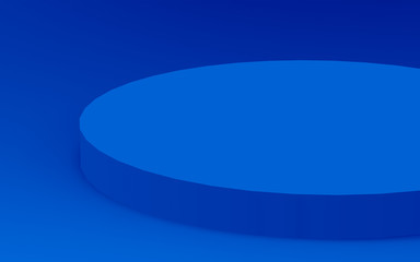 3d blue cylinder podium minimal studio background. Abstract 3d geometric shape object illustration render. Display for technology product.