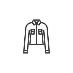 Women shirt with long sleeves line icon. linear style sign for mobile concept and web design. Female denim shirt outline vector icon. Symbol, logo illustration. Vector graphics