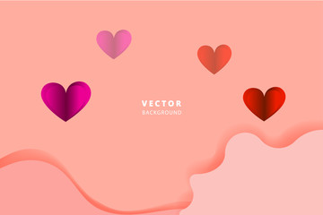 Abstract Fluid shapes background, paper cut design for valentine day, love and pink color theme vector illustration.