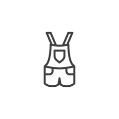 Women's overall line icon. linear style sign for mobile concept and web design. Denim overall romper outline vector icon. Symbol, logo illustration. Vector graphics