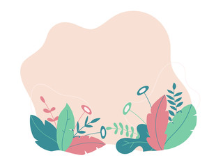 Summer sale banner background vector. Abstract fluid organic shape with tropical leaves and floral decoration. Exotic tropical leaf design for sale banner, flyer, invitation and website.