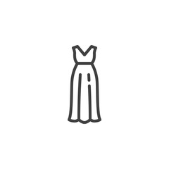 Womens evening dress line icon. linear style sign for mobile concept and web design. Ball gown dress outline vector icon. Symbol, logo illustration. Vector graphics