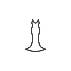 Elegant evening dress line icon. linear style sign for mobile concept and web design. Ball gown dress outline vector icon. Symbol, logo illustration. Vector graphics