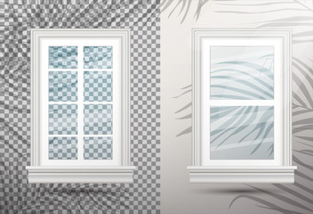Two Closed Realistic Glass Windows with Shadows Overlay Effect.