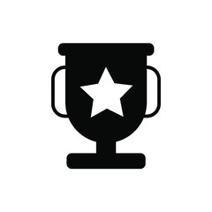 Trophy icon, symbol of reward, prize vector illustration in black.