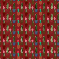 seamless tropical summer pattern with cactus and succulents. beautiful illustration for wallpapers, textile, surface texture, tile etc.