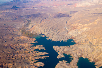 View from airplane on Earth surface.