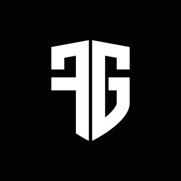 FG logo monogram with shield shape design template