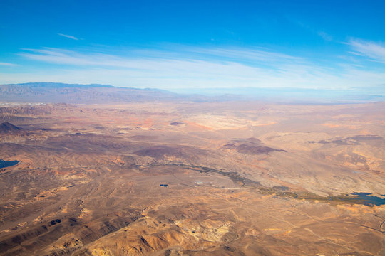 View from airplane on Earth surface.