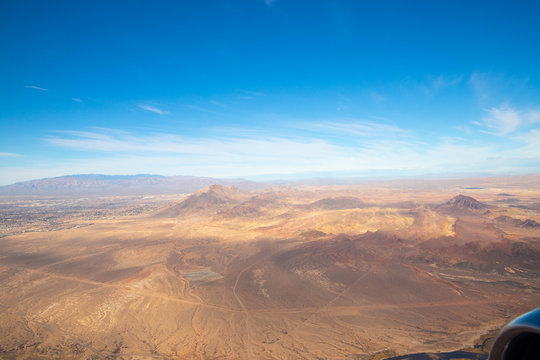 View from airplane on Earth surface.