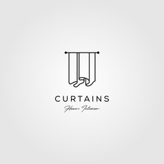 line art curtains logo simple vector illustration design