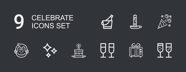 Editable 9 celebrate icons for web and mobile