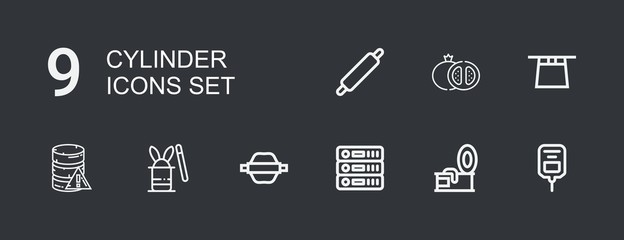 Editable 9 cylinder icons for web and mobile