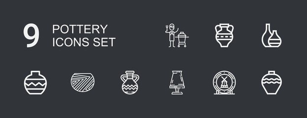 Editable 9 pottery icons for web and mobile