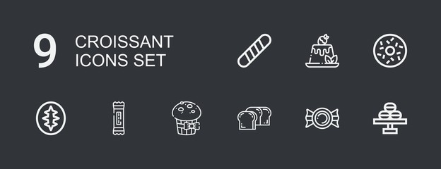 Editable 9 croissant icons for web and mobile