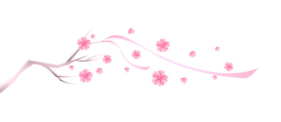 Oriental style blossoming sakura branch