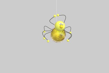 Isolated 3D illustration with Funny spider. 