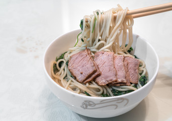 Noodles and beef,pollution-free food,nutritious and healthy.