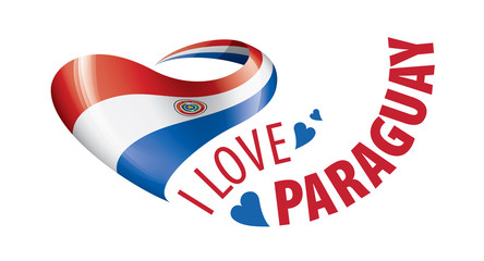 National flag of the Paraguay in the shape of a heart and the inscription I love Paraguay. Vector illustration