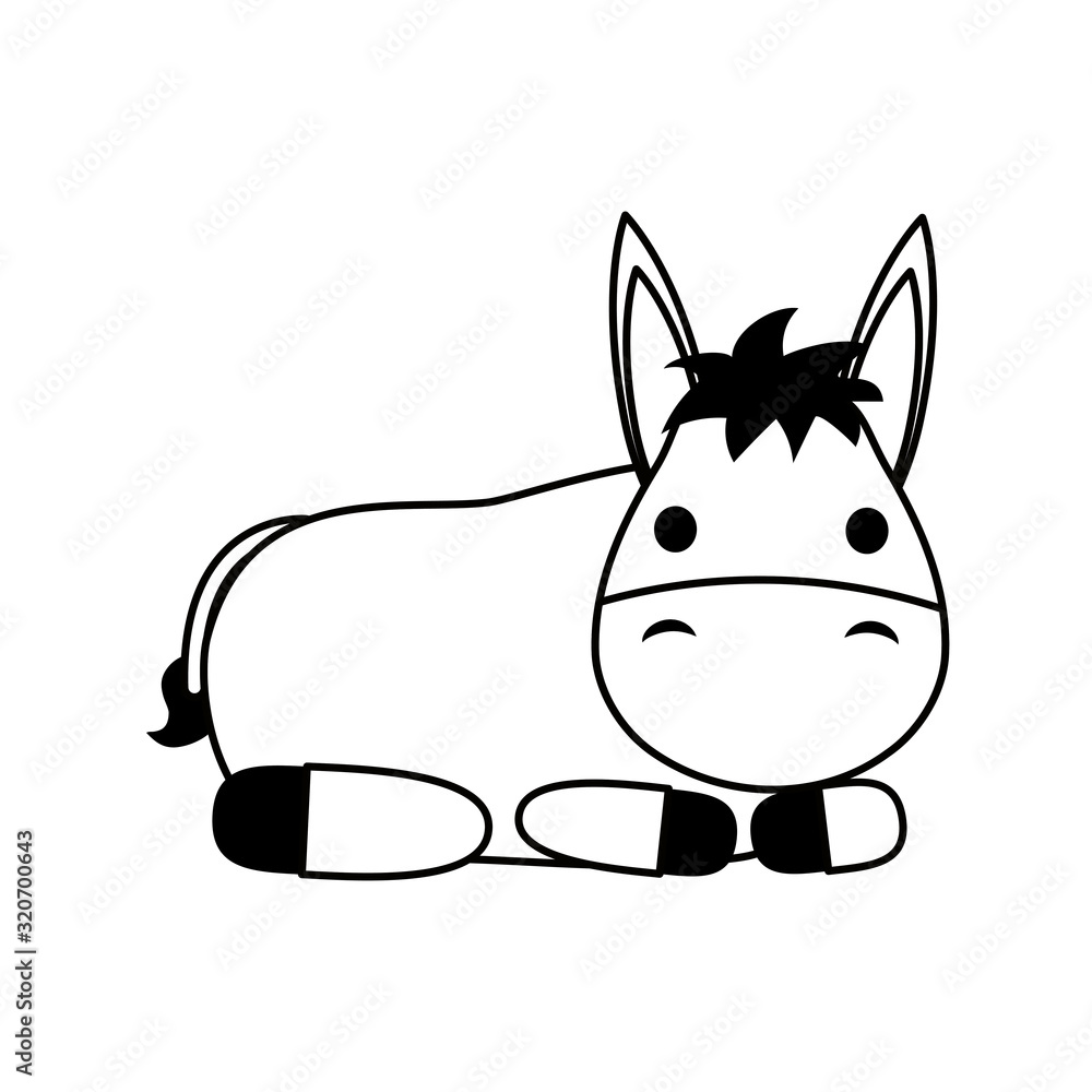 Sticker cute mule farm animal character