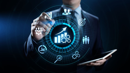 Smart KPI Performance analysis improvement business industrial technology concept.